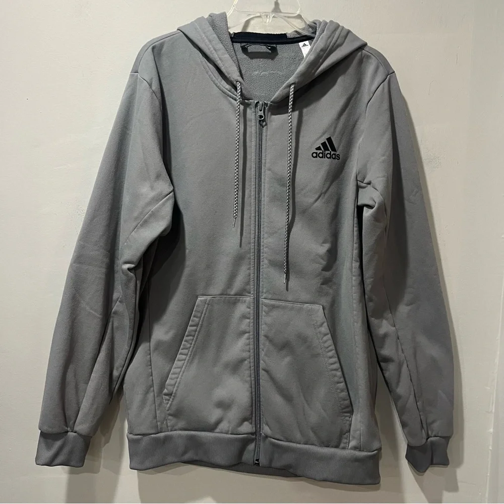 Adidas ClimaWarm Men’s Gray Full Zip Hoodie Jacket Size Large Basketball‎ Club
